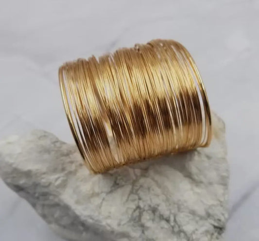 Gold wrap bangle cuff bracelet