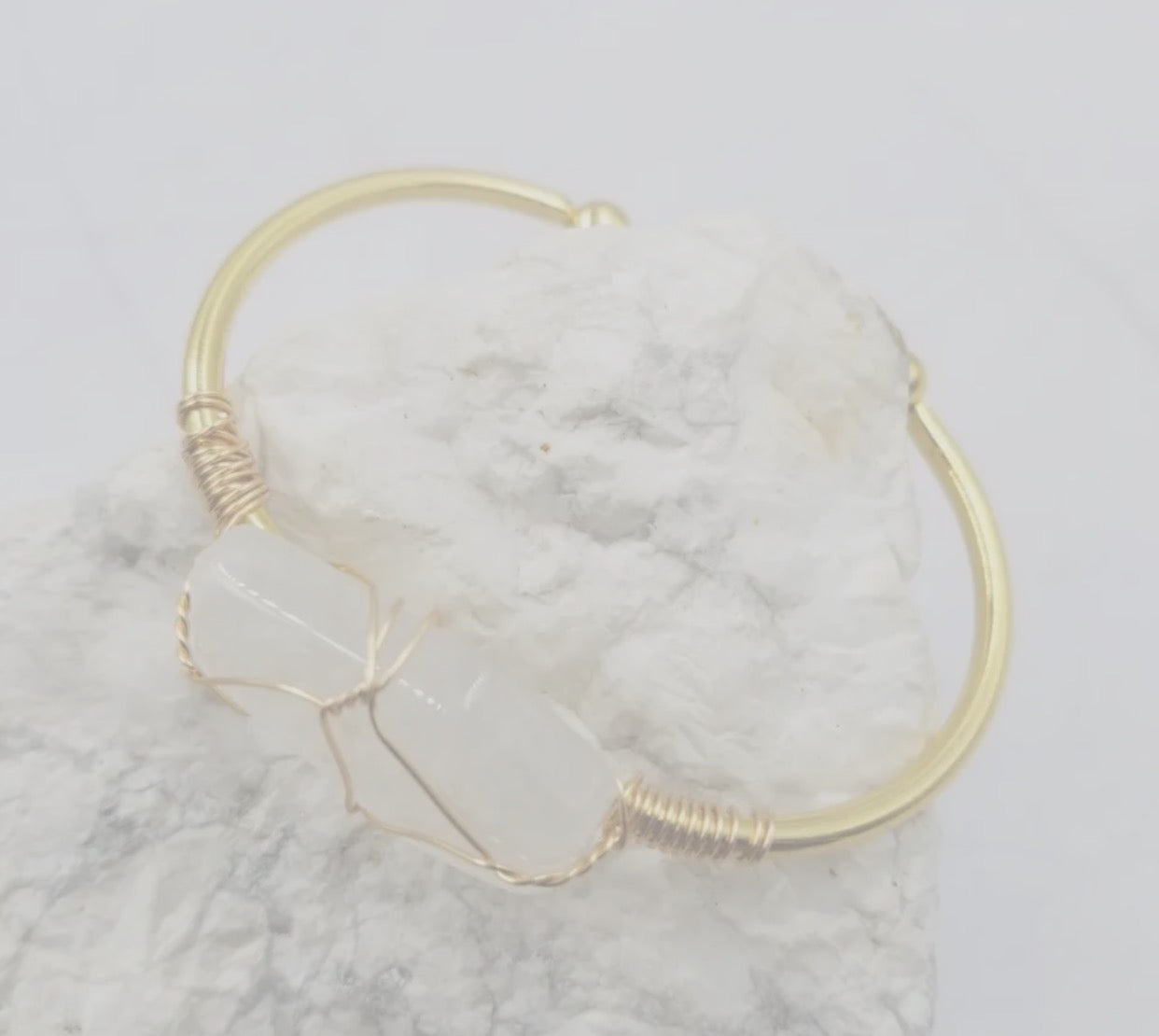 Quartz crystal wire cuff bracelet