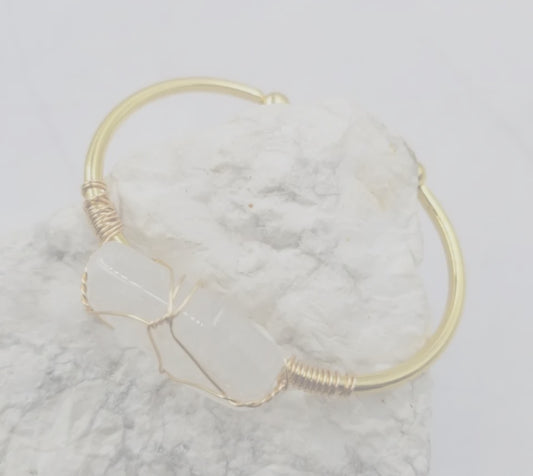 Quartz crystal wire cuff bracelet
