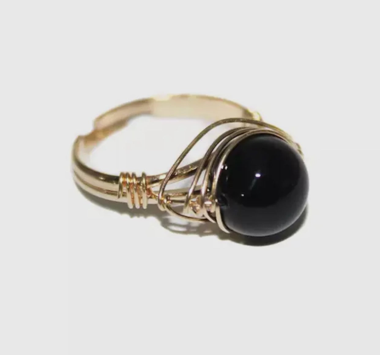 Obsidian wrap ring