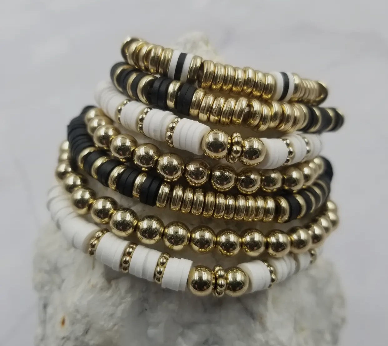 Gold bead stretch bracelet