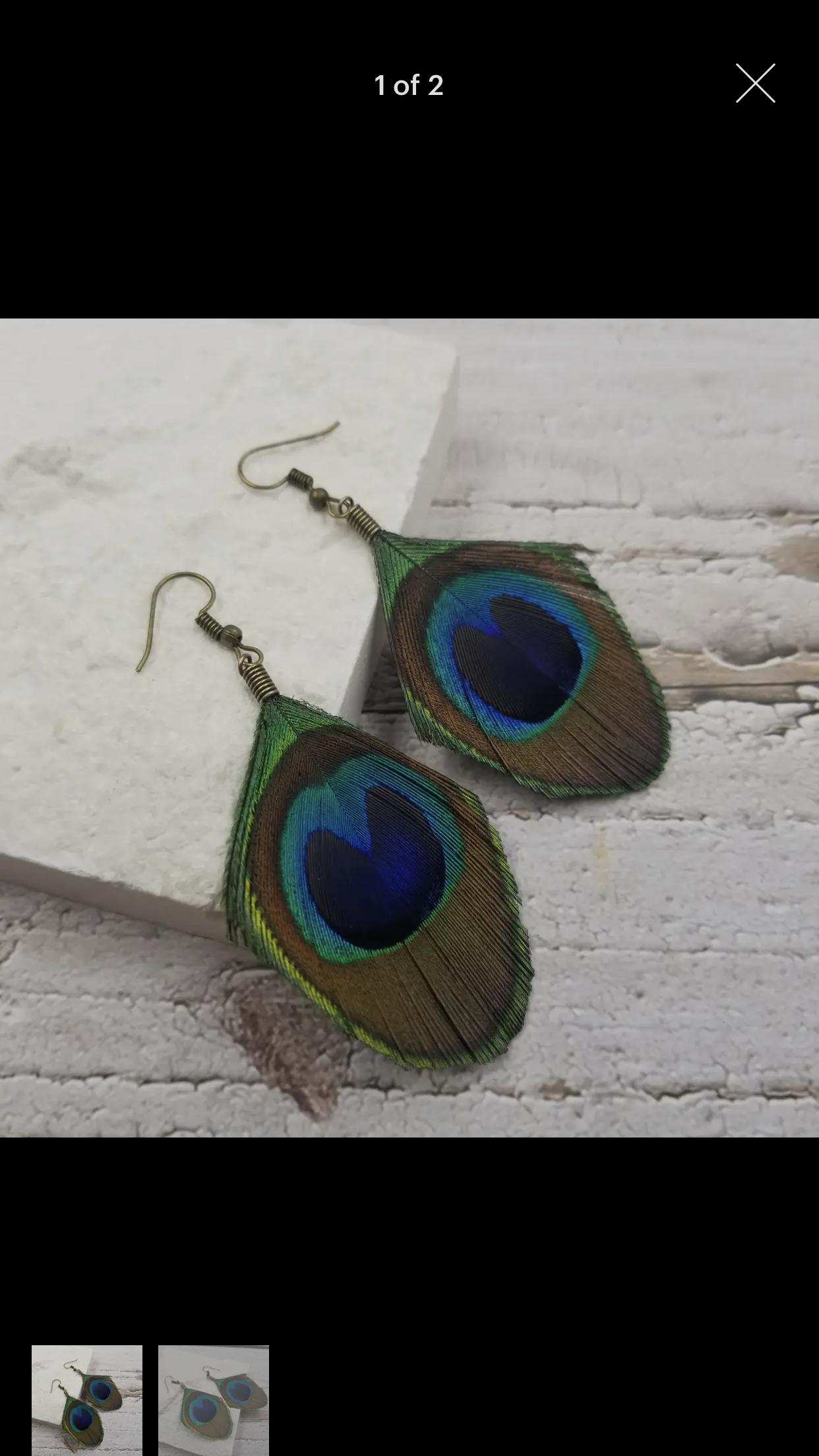 Beautiful genuine peacock earrings