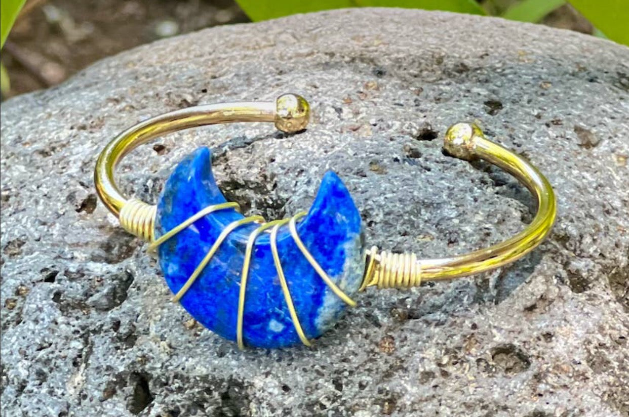 Lapis Moon Cuff Bracelet