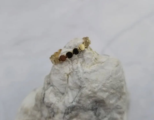 18k hammered stack ring