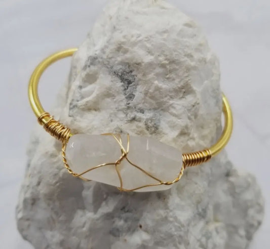Quartz crystal wire cuff bracelet