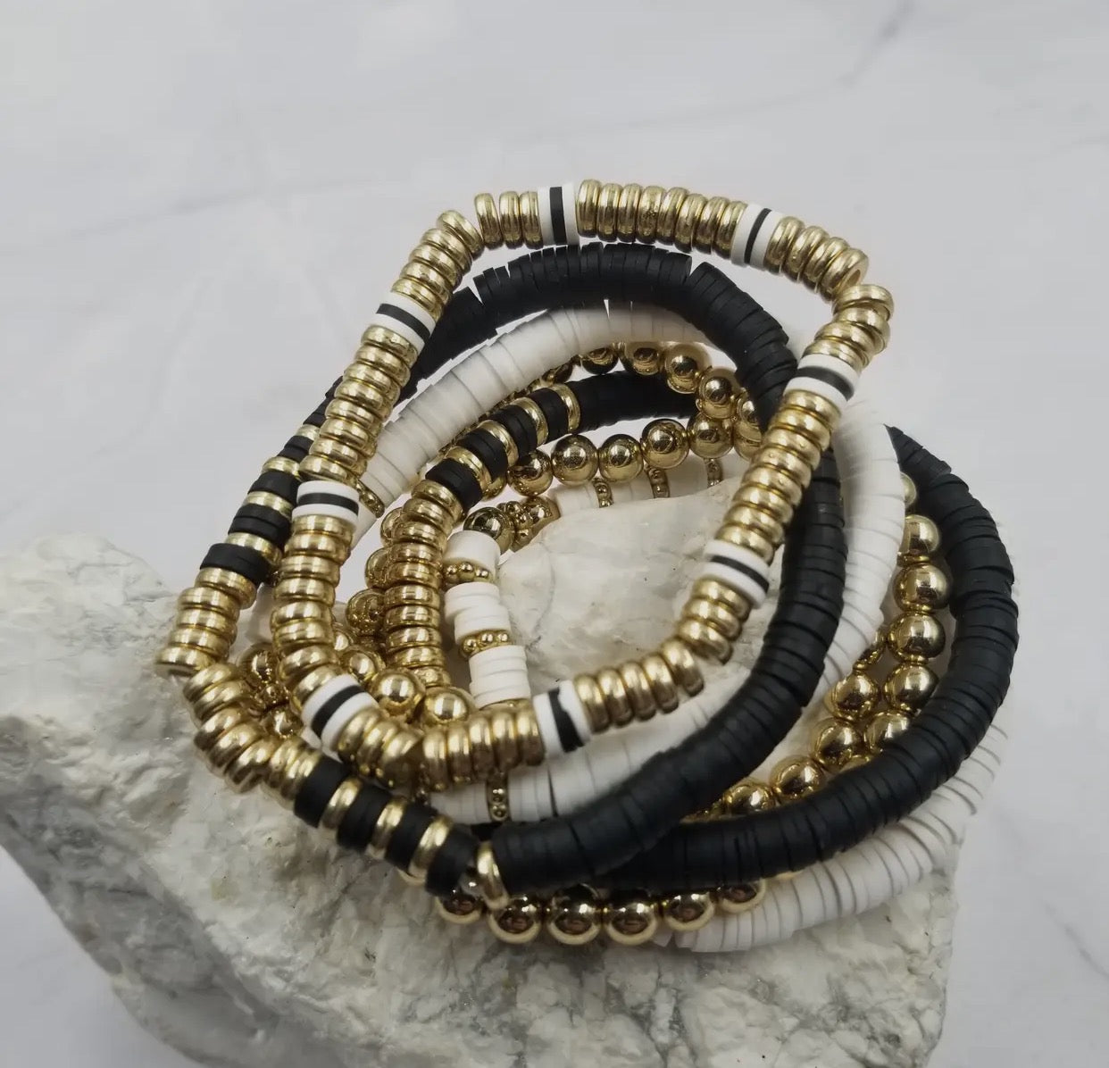 Gold bead stretch bracelet