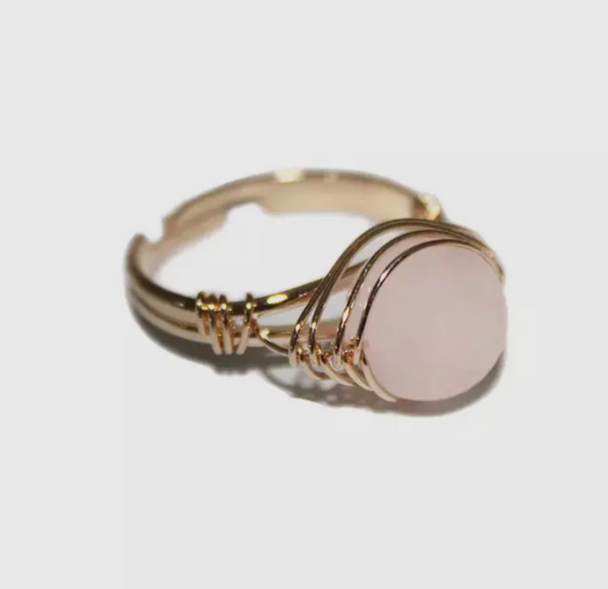 Rose quartz wrap ring