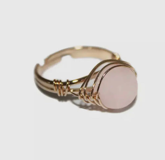 Rose quartz wrap ring
