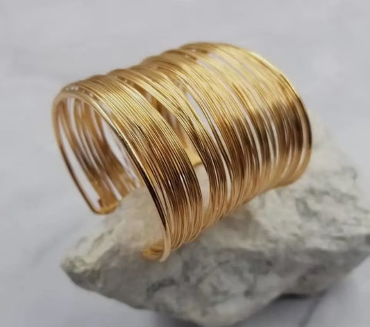 Gold wrap bangle cuff bracelet