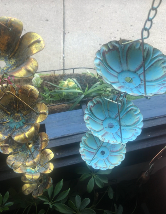 Turquoise Floral rain chain